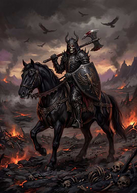 Skeleton Warrior on Black Horse