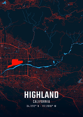 Highland California City Map