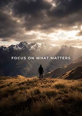 Man on Mountain Focus on What Matters