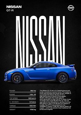 Nissan GT-R Blue Sports Car