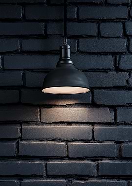 Industrial Pendant Light on Brick Wall