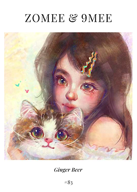 Cute Cat Poster – Girl and Cat Illustration | Ginger Beer #83