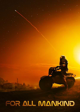 Astronaut on ATV with Rocket Launch