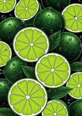 Vibrant Lime Slices and Whole Limes