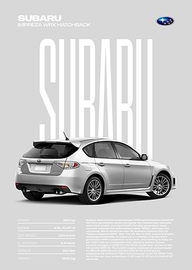 Subaru Impreza WRX Hatchback Car Poster
