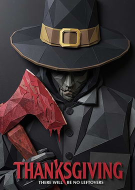 Papercraft Thanksgiving Horror Poster