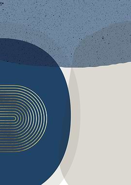 Abstract Blue and Gold Geometric Art