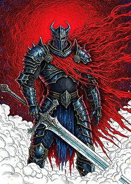 Dark Knight with Fiery Cape