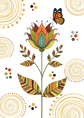 Whimsical Butterfly and Flower Illustration