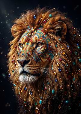 Majestic Lion Adorned with Jewels