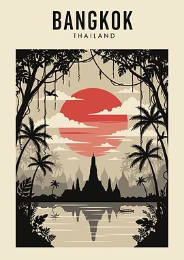 Bangkok Thailand Temple Sunset