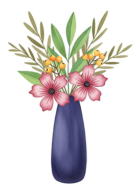 Watercolor floral arrangement in a vase