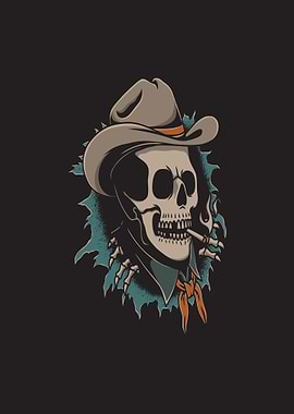 Cowboy Skull Smoking