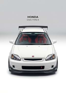 white Honda Civic Type R ek9 poster