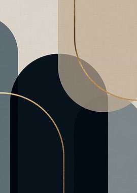 Abstract Geometric Arch Shapes with Bronze Lines