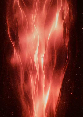 Fiery Nebula and a Spaceship