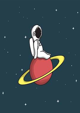 Astronaut sitting on a planet