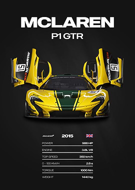 McLaren P1 GTR Car Poster