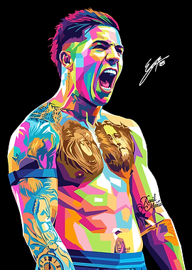 Colorful Portrait of a Man with Tattoos