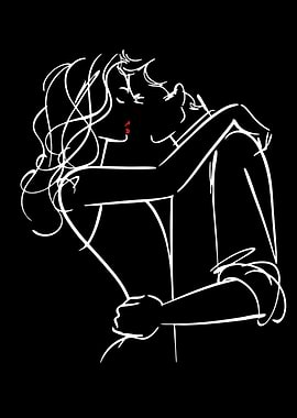 Couple Kissing Line Art