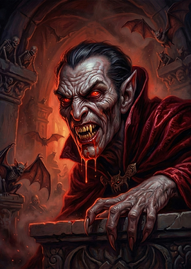 Terrifying Vampire with Glowing Eyes