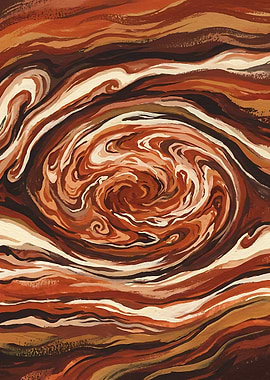 Jupiter's Great Red Spot — Space Watercolor Wall Art, Abstract Swirl Poster