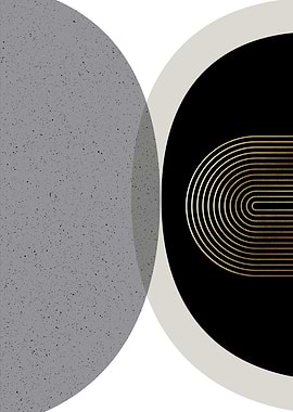 Abstract Geometric Shapes with Gold Arches