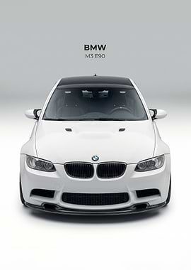 White BMW M3 E90 Front View