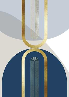 Abstract Geometric Arches with Gold Accents