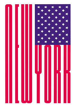 New York American Flag Text Art