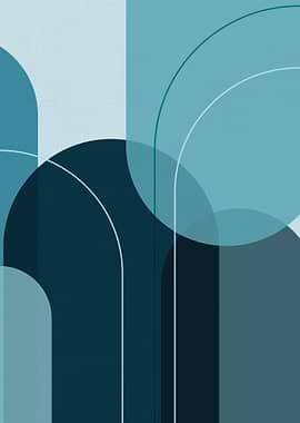 Abstract Geometric Blue and Teal Shapes