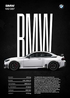 BMW M2 G87 Car Poster