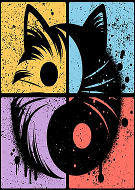 Yin Yang Cat Pop Art