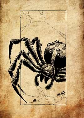 Detailed Spider Illustration on Parchment