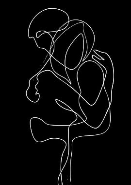 Abstract White Line Art on Black