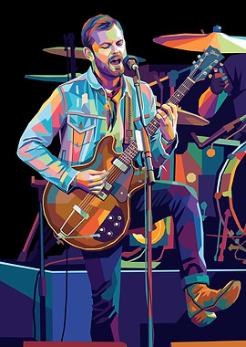 Musician Playing Guitar on Stage