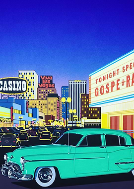 Retro Las Vegas Strip at Night