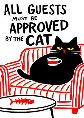 Cat Approves Guests Sign