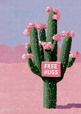 Free Hugs Cactus Painting
