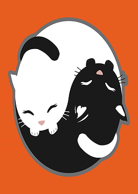 Yin Yang Cats and Hamster