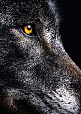 Wolf Face Yellow Eye Portrait