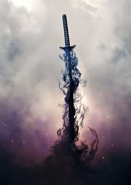 Mystical Sword Emerging from Smoke