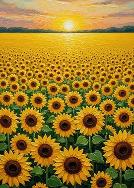 Sunflower Field at Sunset