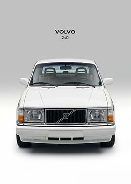 white Volvo 240 Front View