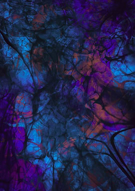 Dark Ethereal Veins – Abstract Blue & Purple Neural Energy Art