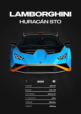 Lamborghini Huracán STO Car Poster