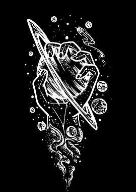 Cosmic Hand Holding Saturn