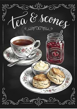 Tea and Scones Chalkboard Art