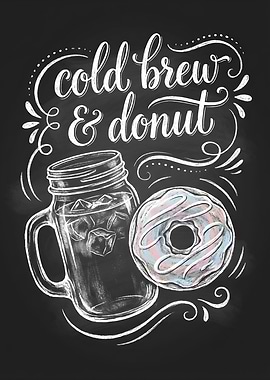 Cold Brew and Donut Chalk Art