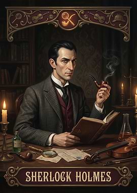 Sherlock Holmes with Pipe and Book